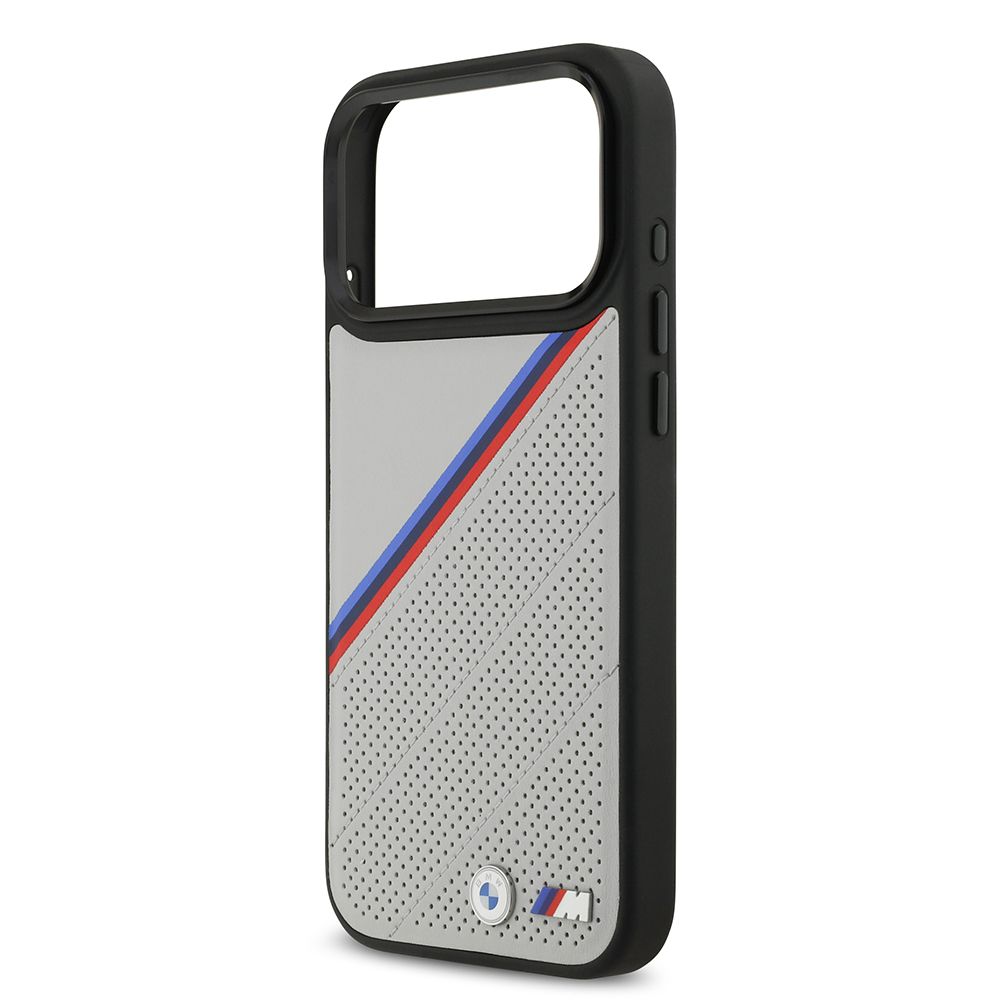 Apple iPhone 17 Pro Max Case BMW Original Licensed M-Safe Charging Feature M Logo Three Stripe Perforated Leather Cover - 14