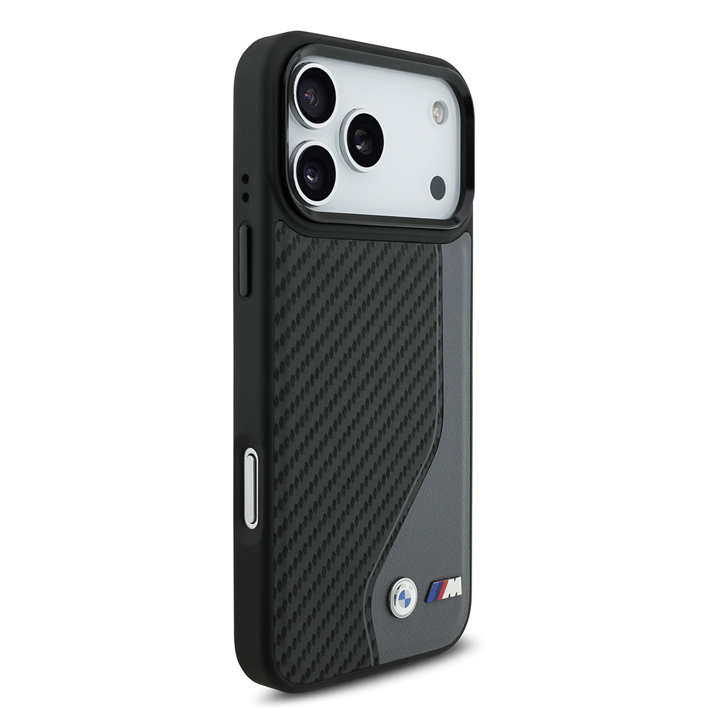 Apple iPhone 17 Pro Max Case BMW Original Licensed M-safe Charging Feature Metal BMW and M Logo PU Carbon Design Cover - 5