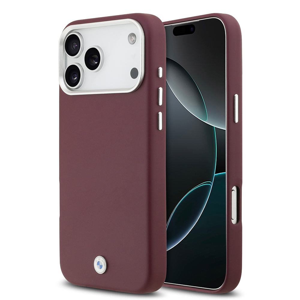 Apple iPhone 17 Pro Max Case BMW Original Licensed M-Safe Charging Feature Metal Logo Full Cover Leather Cover - 1