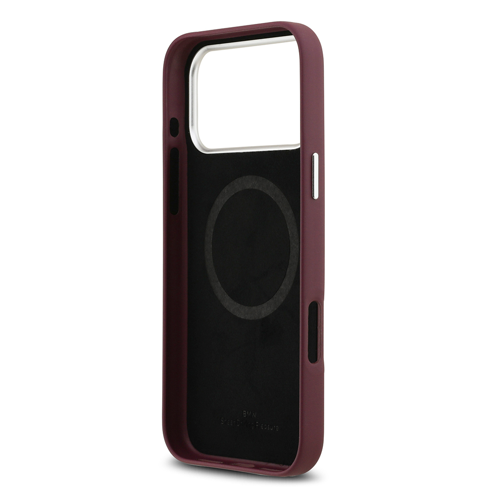 Apple iPhone 17 Pro Max Case BMW Original Licensed M-Safe Charging Feature Metal Logo Full Cover Leather Cover - 11