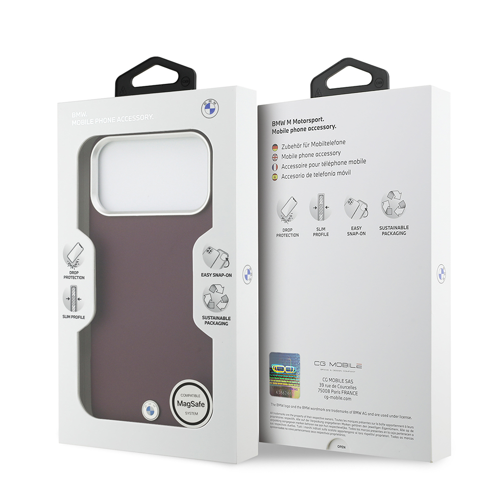 Apple iPhone 17 Pro Max Case BMW Original Licensed M-Safe Charging Feature Metal Logo Full Cover Leather Cover - 30