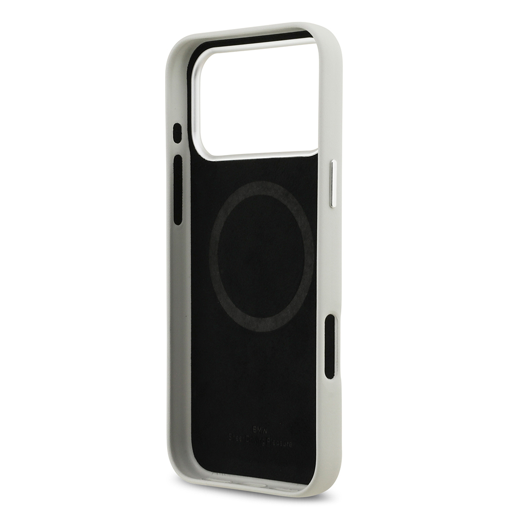Apple iPhone 17 Pro Max Case BMW Original Licensed M-Safe Charging Feature Metal Logo Full Cover Leather Cover - 23