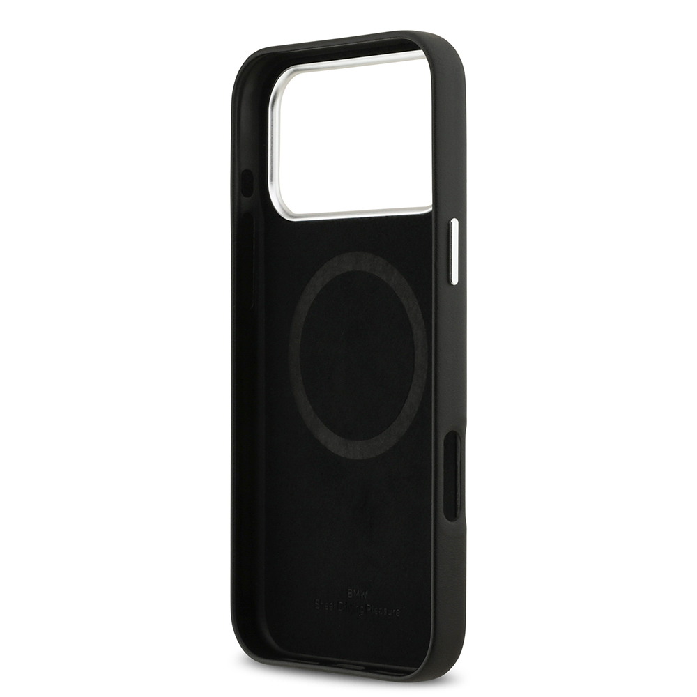 Apple iPhone 17 Pro Max Case BMW Original Licensed M-Safe Charging Feature Metal Logo Full Cover Leather Cover - 29