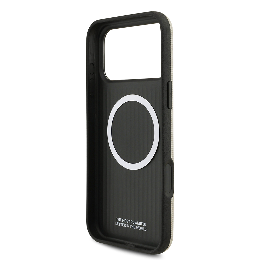 Apple iPhone 17 Pro Max Case BMW Original Licensed M-Safe Charging Feature Metal Logo Perforated M Design Leather Cover - 24