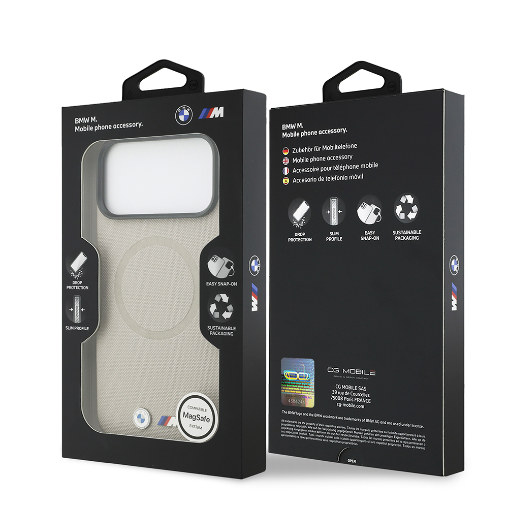 Apple iPhone 17 Pro Max Case BMW Original Licensed M-Safe Charging Feature Metal Logo Perforated M Design Leather Cover - 39