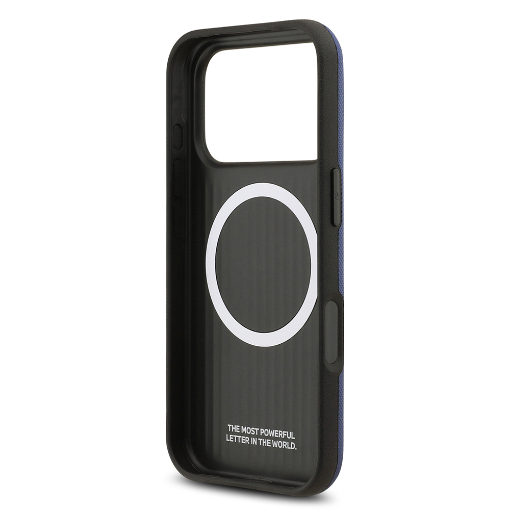 Apple iPhone 17 Pro Max Case BMW Original Licensed M-Safe Charging Feature Metal Logo Perforated M Design Leather Cover - 30