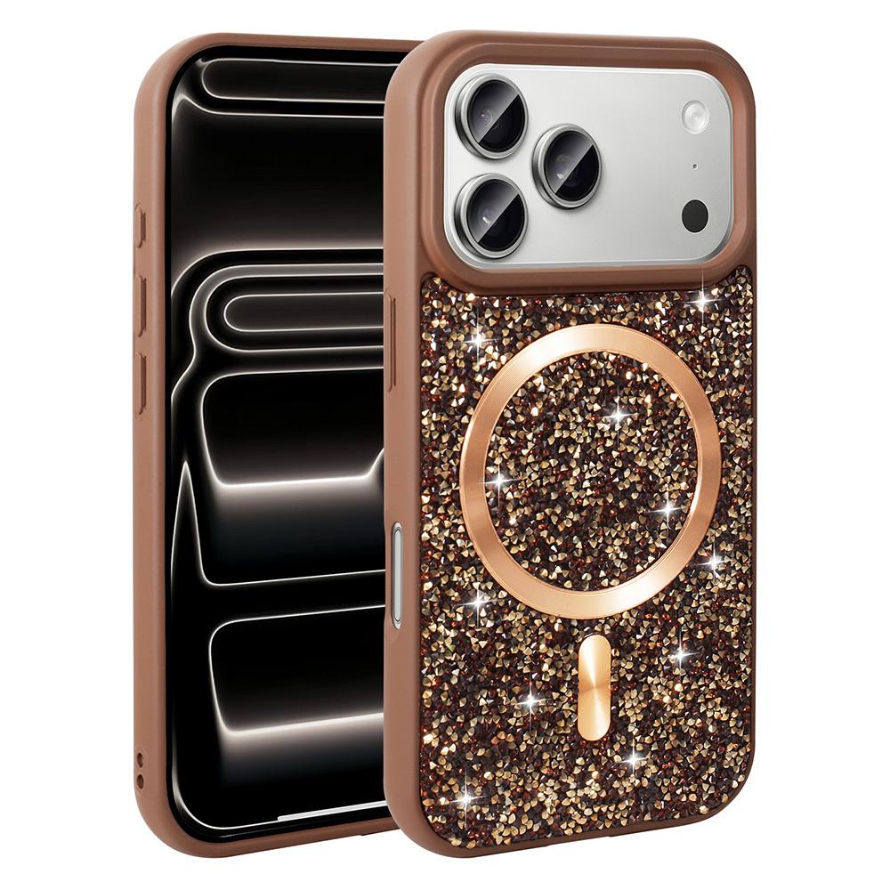 Apple iPhone 17 Pro Max Case Diamond Design Zore Mosaic Silicone Cover M-safe Charging Feature - 5