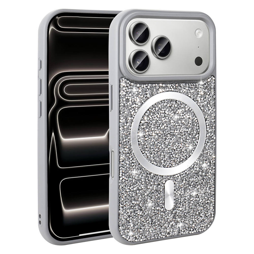 Apple iPhone 17 Pro Max Case Diamond Design Zore Mosaic Silicone Cover M-safe Charging Feature - 6