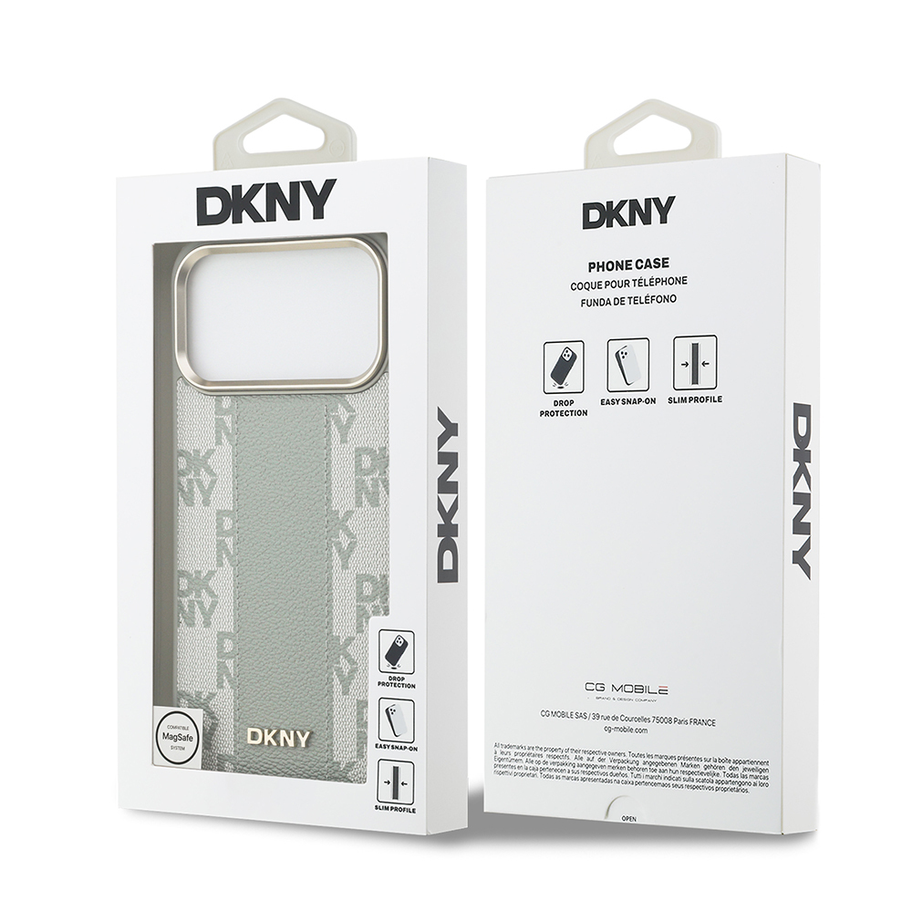 Apple iPhone 17 Pro Max Case DKNY Original Licensed M-safe Charging Feature 3D Printed Checkered Pattern Cover - 17