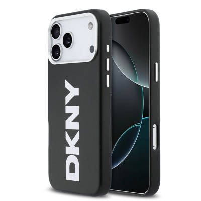 Apple iPhone 17 Pro Max Case DKNY Original Licensed M-safe Charging Feature PU Large Vertical Logo Cover Black