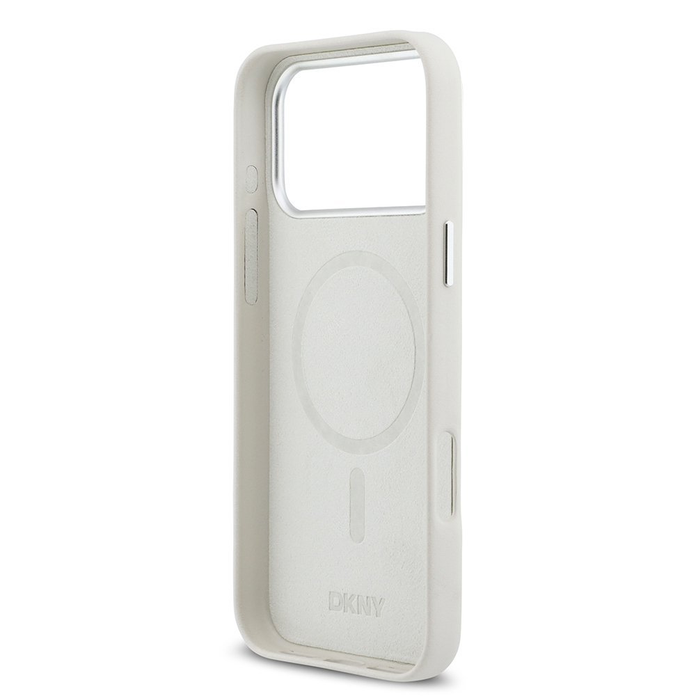 Apple iPhone 17 Pro Max Case DKNY Original Licensed M-safe Charging Feature PU Large Vertical Logo Cover - 17