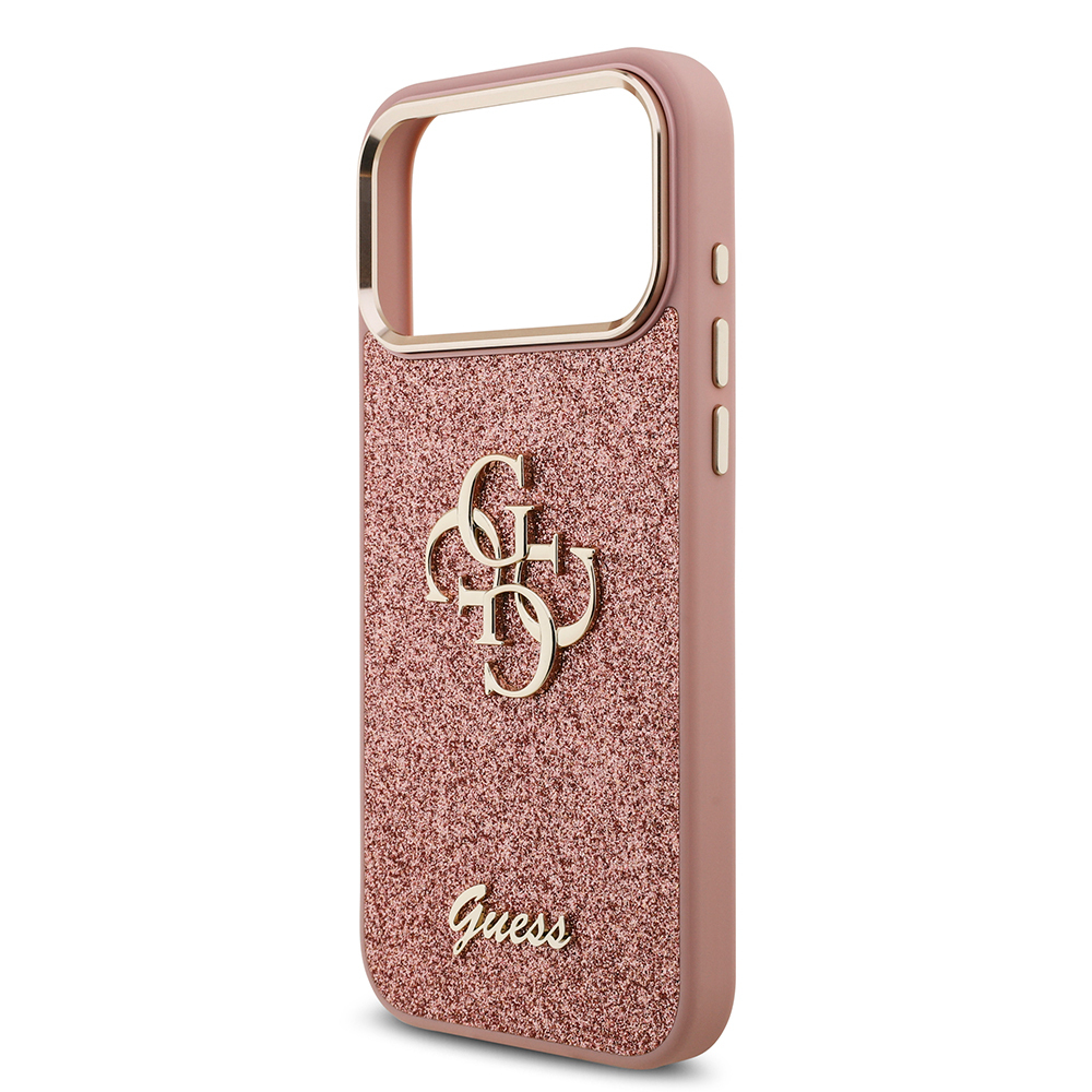 Apple iPhone 17 Pro Max Case Guess Original Licensed 4G Large Metal Camera Frame and Logo Glitter Cover - 10