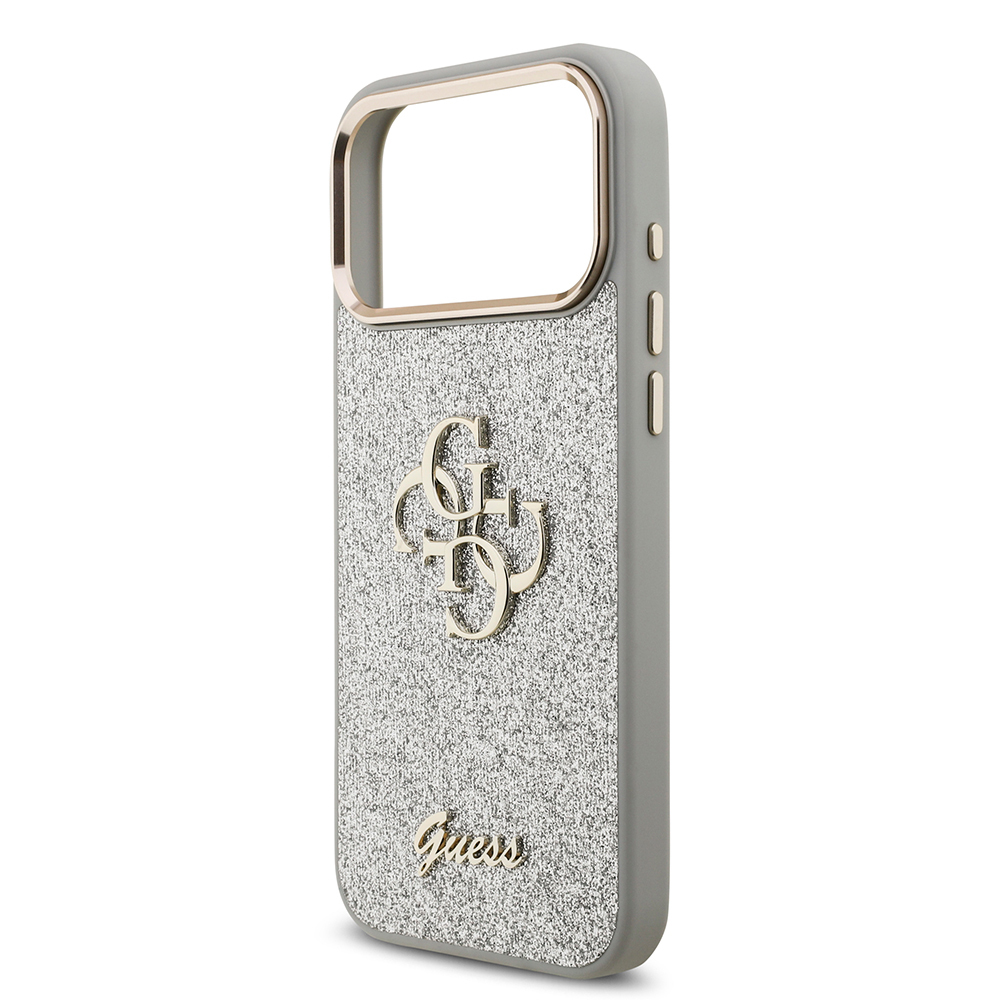 Apple iPhone 17 Pro Max Case Guess Original Licensed 4G Large Metal Camera Frame and Logo Glitter Cover - 17