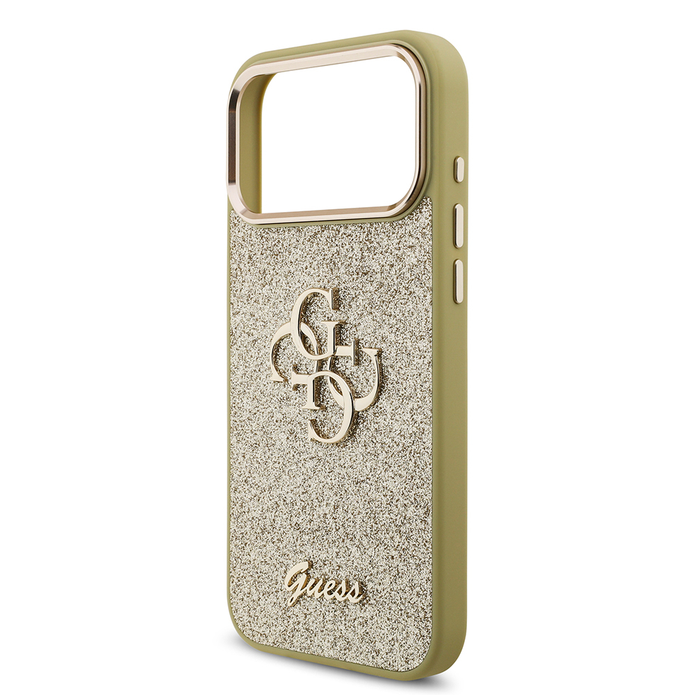 Apple iPhone 17 Pro Max Case Guess Original Licensed 4G Large Metal Camera Frame and Logo Glitter Cover - 24