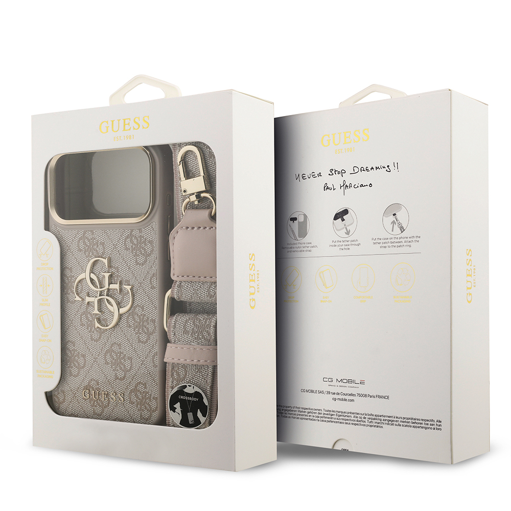 Apple iPhone 17 Pro Max Case Guess Original Licensed 4G Large Metal Logo Thick Strap Cover - 18