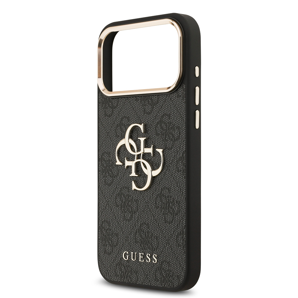 Apple iPhone 17 Pro Max Case Guess Original Licensed Gold Metal Camera Frame 4G Patterned Metal Big 4G and Text Logo Cover - 8