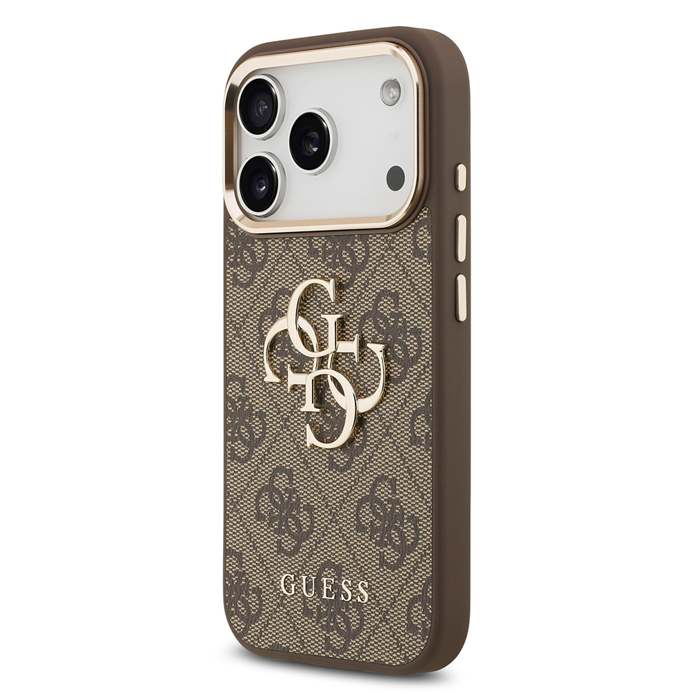 Apple iPhone 17 Pro Max Case Guess Original Licensed Gold Metal Camera Frame 4G Patterned Metal Big 4G and Text Logo Cover - 11