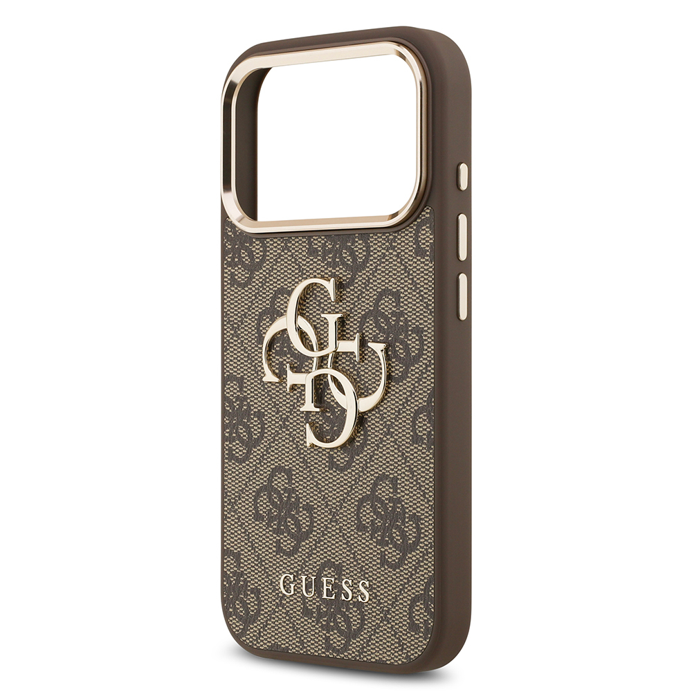 Apple iPhone 17 Pro Max Case Guess Original Licensed Gold Metal Camera Frame 4G Patterned Metal Big 4G and Text Logo Cover - 15
