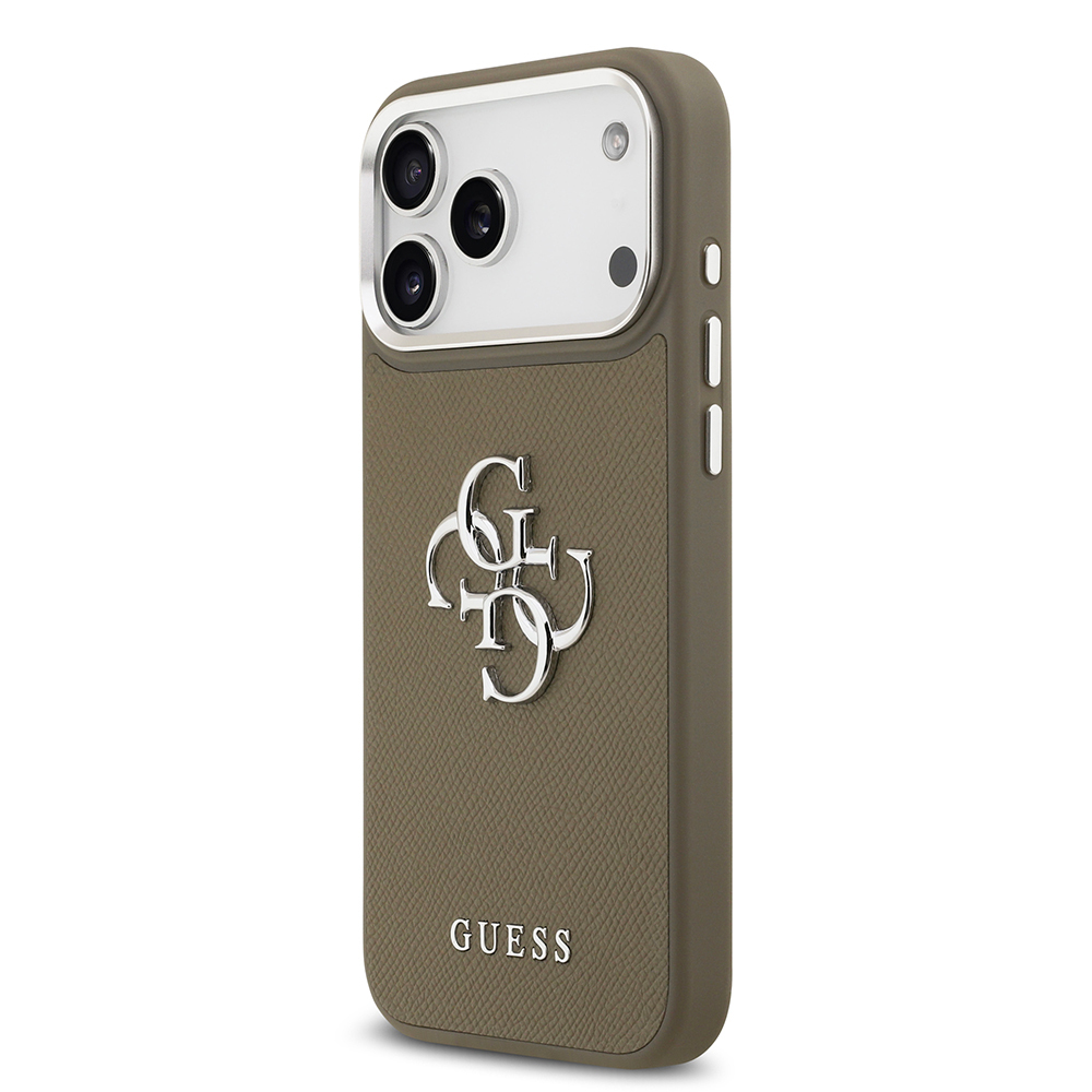 Apple iPhone 17 Pro Max Case Guess Original Licensed Grained 4G Metal Large Logo Cover - 3