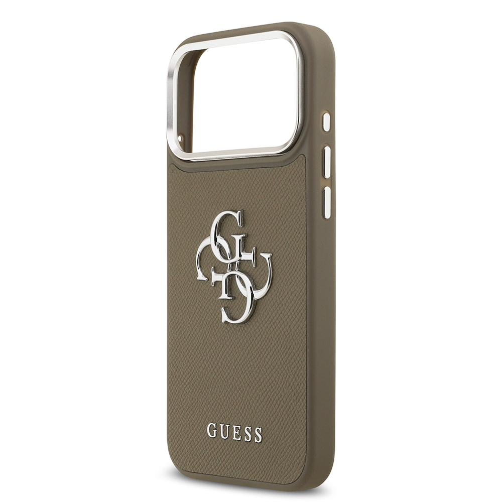 Apple iPhone 17 Pro Max Case Guess Original Licensed Grained 4G Metal Large Logo Cover - 7