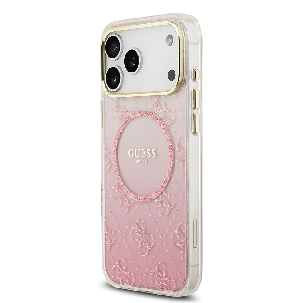 Apple iPhone 17 Pro Max Case Guess Original Licensed M-safe Charging Feature 4G Patterned Glitter Silicone Cover - 11