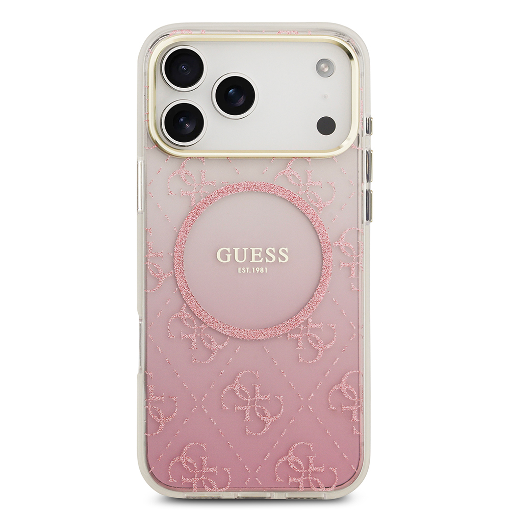 Apple iPhone 17 Pro Max Case Guess Original Licensed M-safe Charging Feature 4G Patterned Glitter Silicone Cover - 12