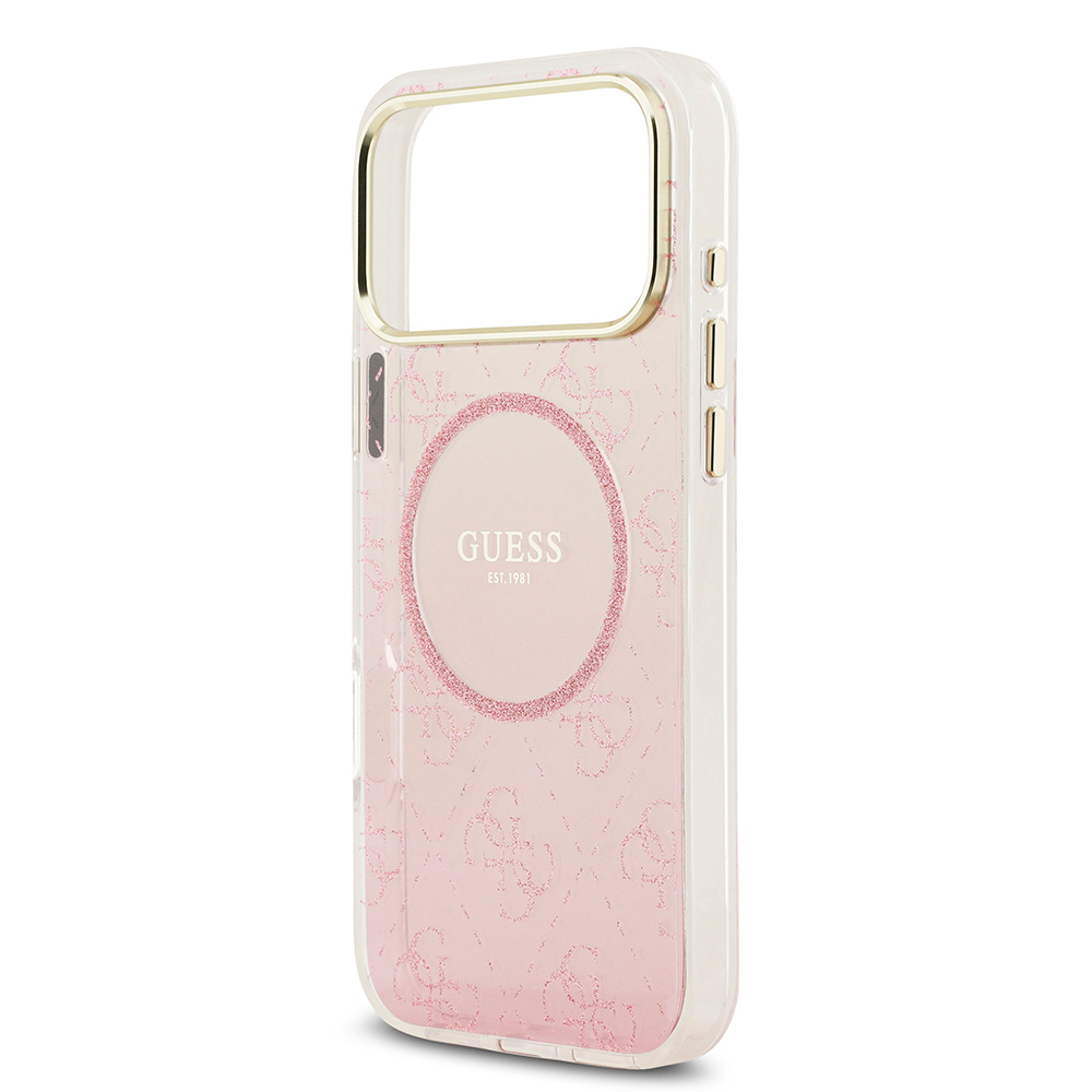 Apple iPhone 17 Pro Max Case Guess Original Licensed M-safe Charging Feature 4G Patterned Glitter Silicone Cover - 15