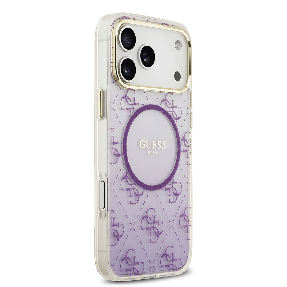 Apple iPhone 17 Pro Max Case Guess Original Licensed M-safe Charging Feature 4G Patterned Glitter Silicone Cover - 19