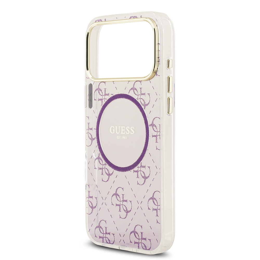 Apple iPhone 17 Pro Max Case Guess Original Licensed M-safe Charging Feature 4G Patterned Glitter Silicone Cover - 21