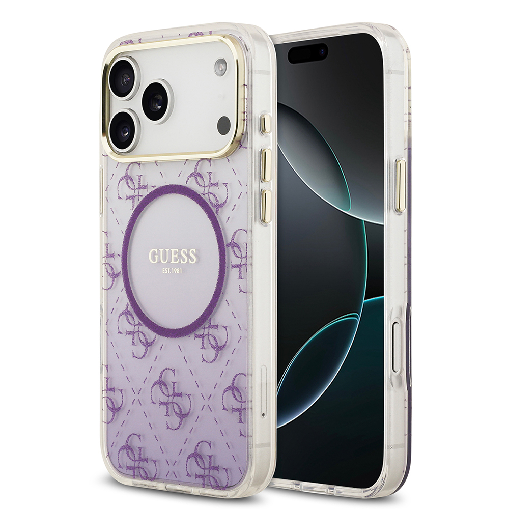 Apple iPhone 17 Pro Max Case Guess Original Licensed M-safe Charging Feature 4G Patterned Glitter Silicone Cover - 4