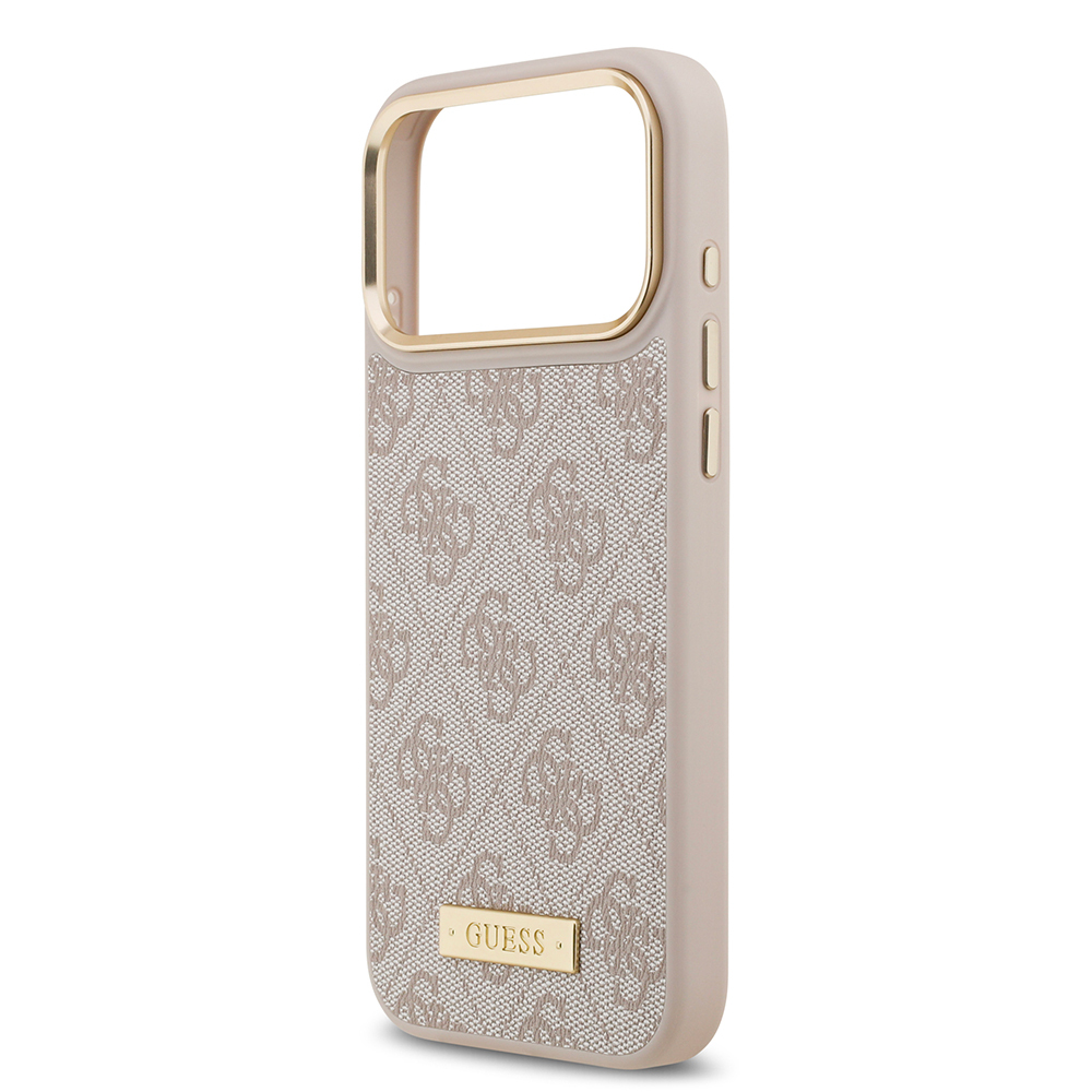 Apple iPhone 17 Pro Max Case Guess Original Licensed M-safe Charging Feature 4G Patterned PU Metal Plate Classic Logo Cover - 21
