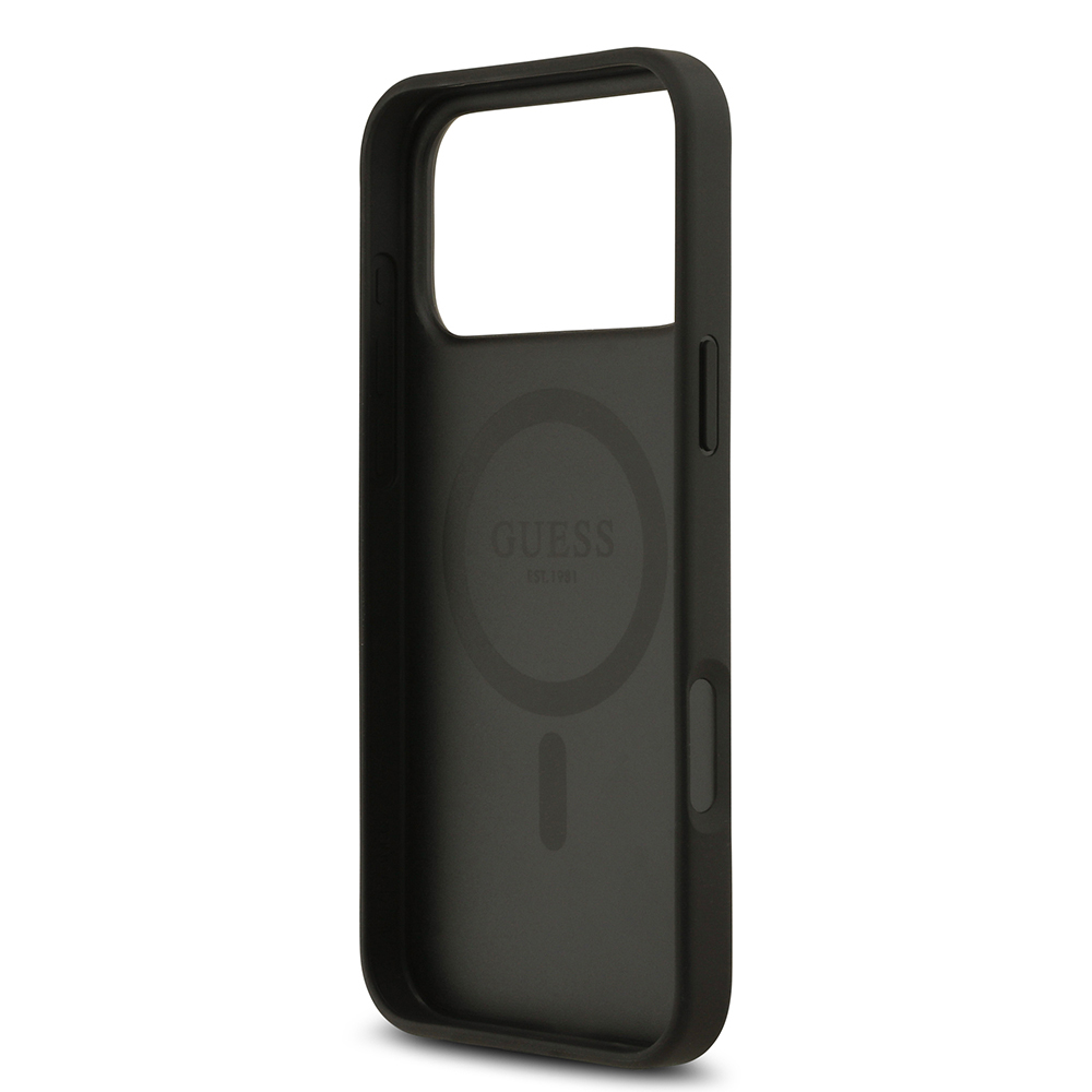 Apple iPhone 17 Pro Max Case Guess Original Licensed M-safe Charging Feature Circle Classic Cover Text Logo - 16