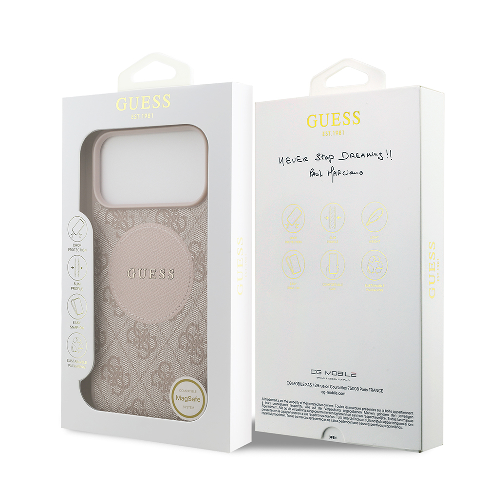 Apple iPhone 17 Pro Max Case Guess Original Licensed M-safe Charging Feature Circle Classic Cover Text Logo - 25