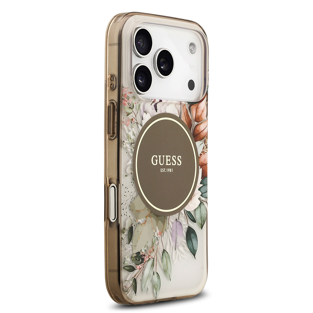 Apple iPhone 17 Pro Max Case Guess Original Licensed M-safe Charging Feature Flower Tonal Circle Cover - 7