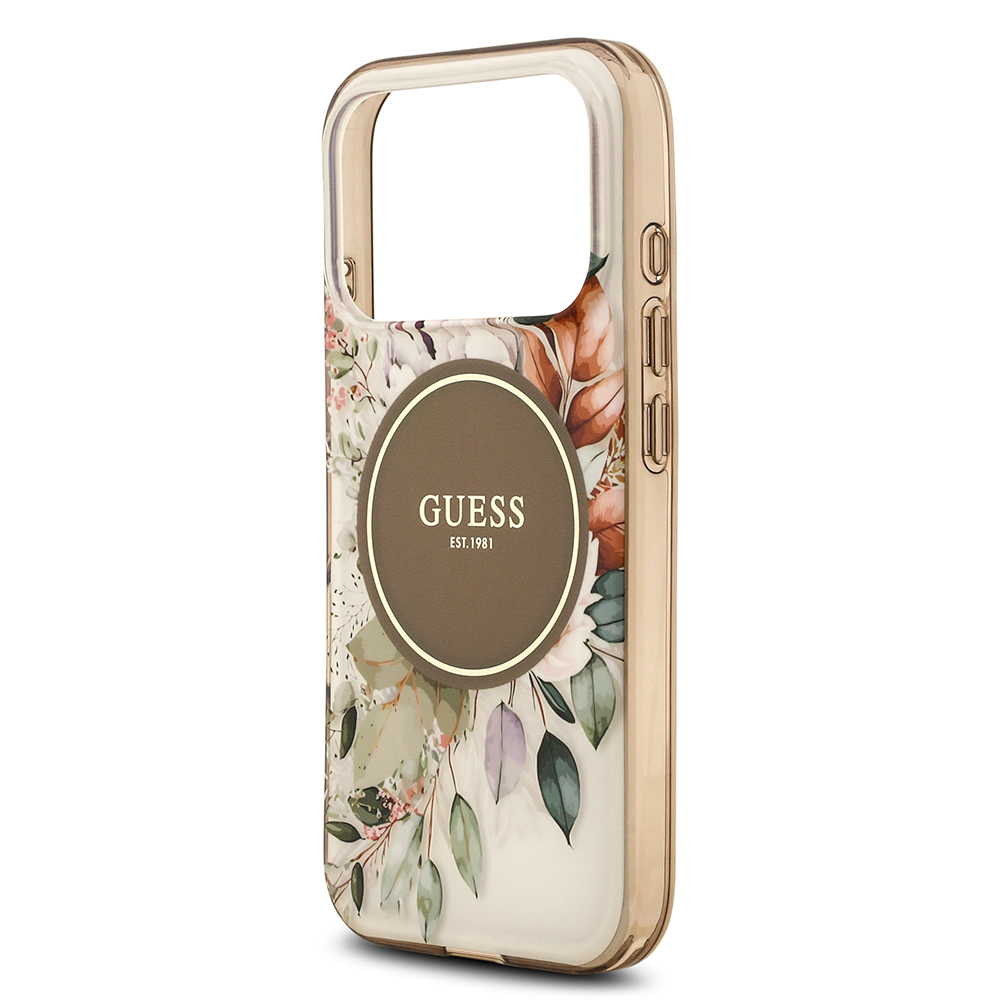 Apple iPhone 17 Pro Max Case Guess Original Licensed M-safe Charging Feature Flower Tonal Circle Cover - 9
