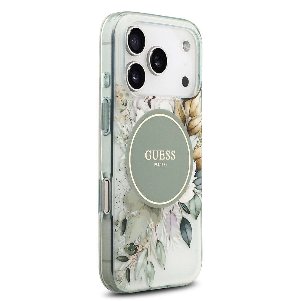 Apple iPhone 17 Pro Max Case Guess Original Licensed M-safe Charging Feature Flower Tonal Circle Cover - 13