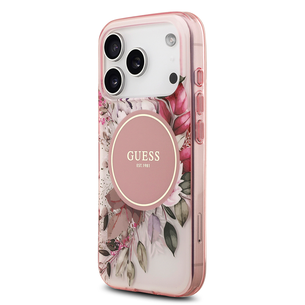 Apple iPhone 17 Pro Max Case Guess Original Licensed M-safe Charging Feature Flower Tonal Circle Cover - 17