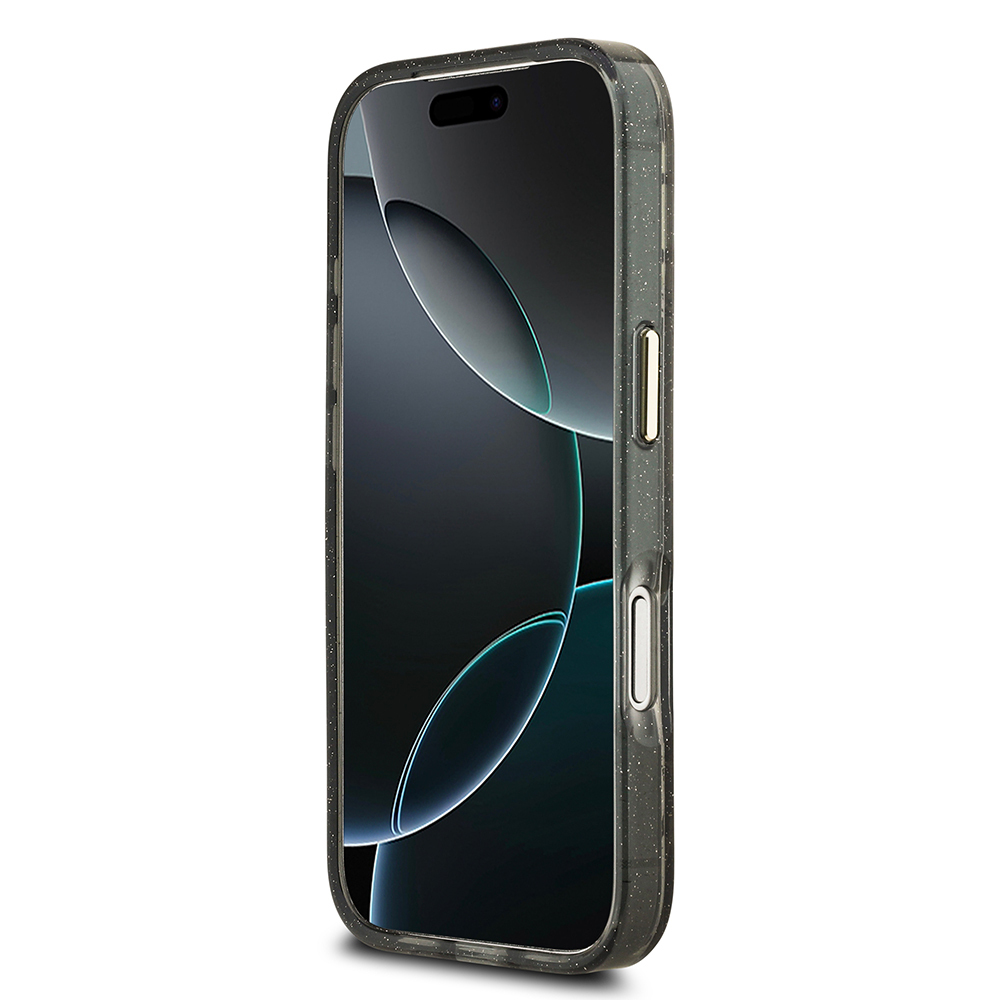 Apple iPhone 17 Pro Max Case Guess Original Licensed M-safe Charging Feature Glittery Flower Patterned Metal Camera Frame Triangle Logo Cover - 27