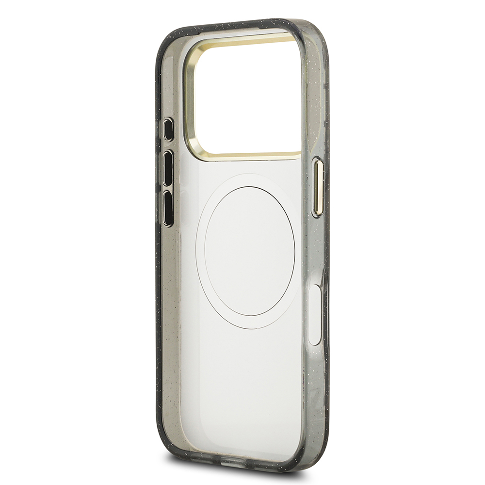 Apple iPhone 17 Pro Max Case Guess Original Licensed M-safe Charging Feature Glittery Flower Patterned Metal Camera Frame Triangle Logo Cover - 29