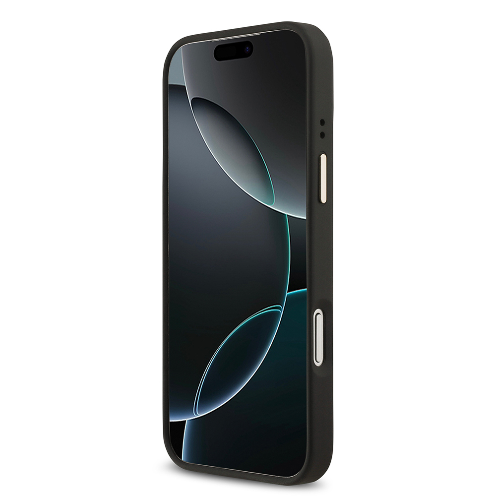 Apple iPhone 17 Pro Max Case Guess Original Licensed M-Safe Charging Feature Grained Text and Stone 4G Logo Cover - 7