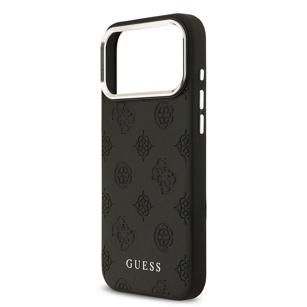 Apple iPhone 17 Pro Max Case Guess Original Licensed M-Safe Charging Feature Hot Printed Classic Text Logo PU Leather Peony Cover - 9