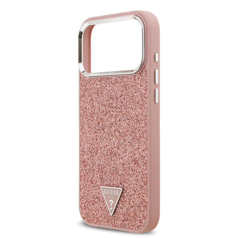Apple iPhone 17 Pro Max Case Guess Original Licensed M-Safe Charging Feature Metal Camera Frame Triangle Logo Glitter Cover - 22