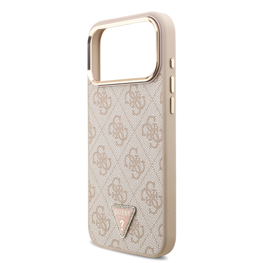 Apple iPhone 17 Pro Max Case Guess Original Licensed M-safe Charging Feature Stone Triangle Logo 4G Patterned Cover - 9