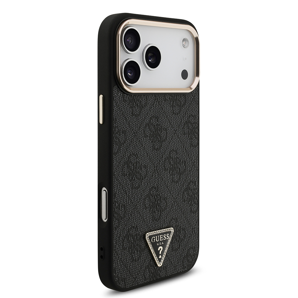 Apple iPhone 17 Pro Max Case Guess Original Licensed M-safe Charging Feature Stone Triangle Logo 4G Patterned Cover - 21