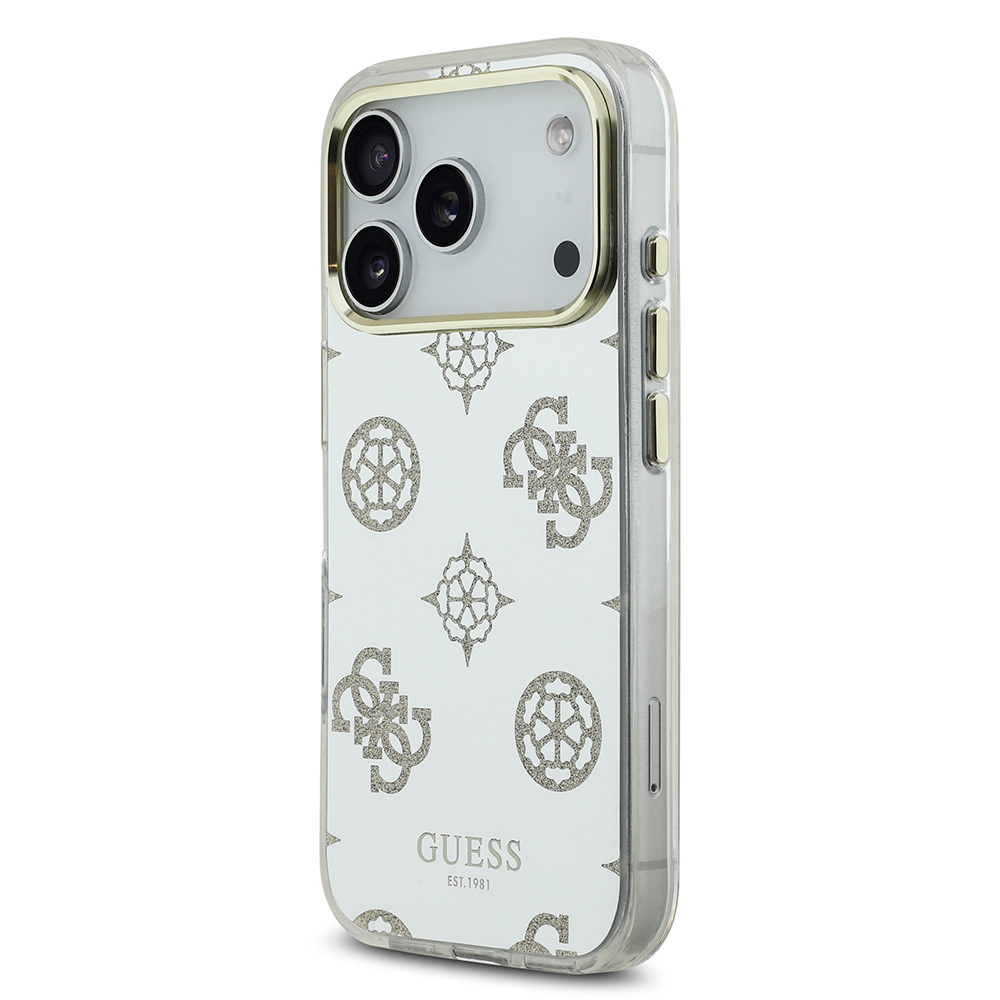 Apple iPhone 17 Pro Max Case Guess Original Licensed Metal Camera Frame Glitter Mirror Cover - 6