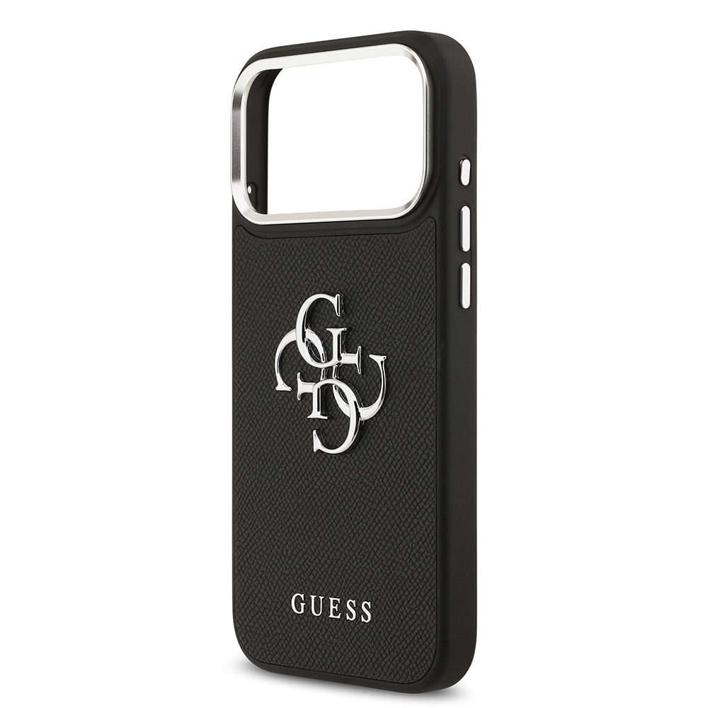 Apple iPhone 17 Pro Max Case Guess Original Licensed Metal Camera Frame Metal Large 4G and Text Logo PU Leather Cover - 5