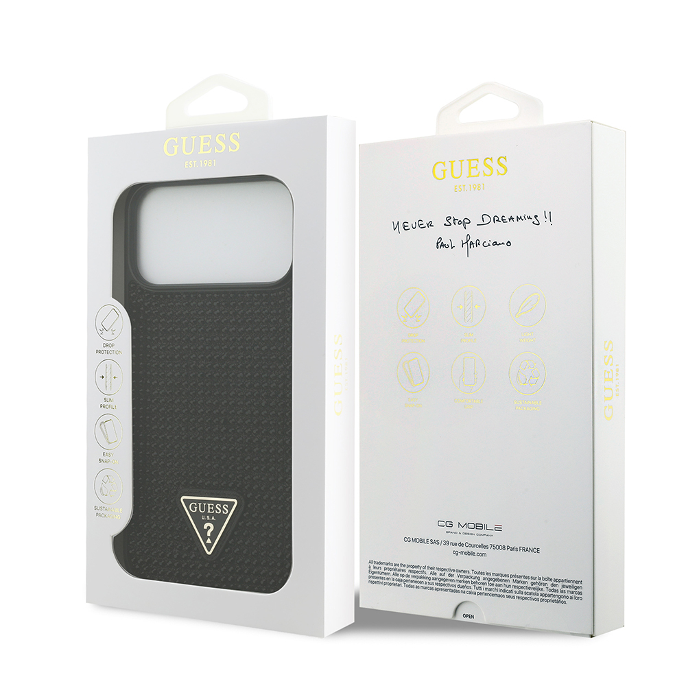 Apple iPhone 17 Pro Max Case Guess Original Licensed Stone Back Triangle Logo Cover - 9