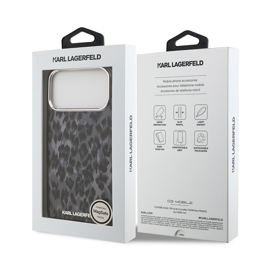 Apple iPhone 17 Pro Max Case Karl Lagerfeld Original Licensed M-Safe Charging Feature IML Leopard Print Cover - 16