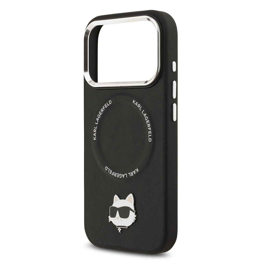 Apple iPhone 17 Pro Max Case Karl Lagerfeld Original Licensed M-Safe Charging Feature Metal Camera and Button Design Choupette PU Leather Cover - 7