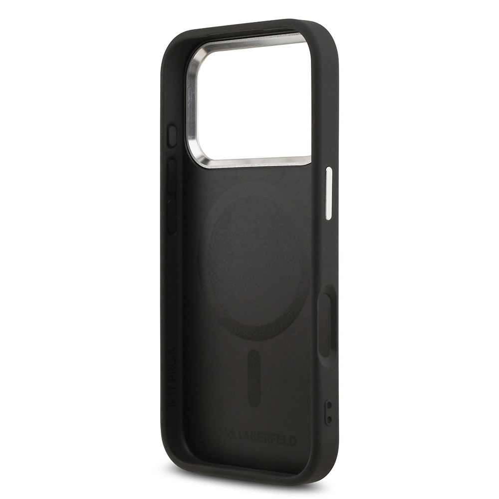 Apple iPhone 17 Pro Max Case Karl Lagerfeld Original Licensed M-Safe Charging Feature Metal Camera and Button Design Karl PU Leather Cover - 8